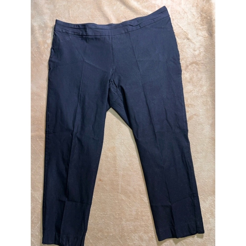 Rebecca Malone Women XL Black Pull On Elastic Stretch Dress Flat Front Pant